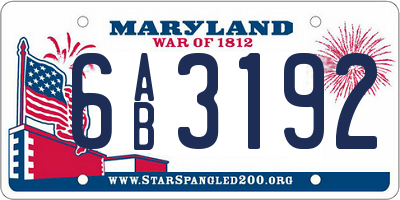 MD license plate 6AB3192