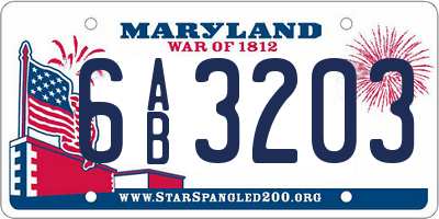 MD license plate 6AB3203