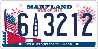 MD license plate 6AB3212