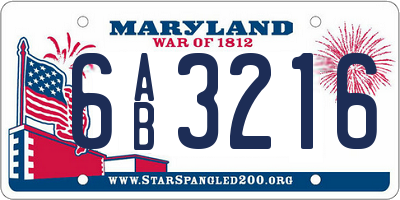 MD license plate 6AB3216