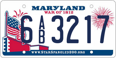 MD license plate 6AB3217