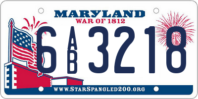 MD license plate 6AB3218