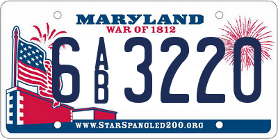 MD license plate 6AB3220