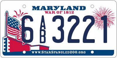 MD license plate 6AB3221