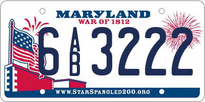 MD license plate 6AB3222