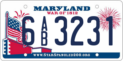MD license plate 6AB3231