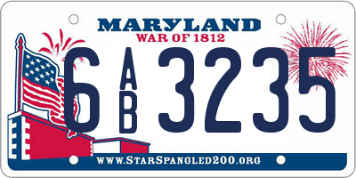 MD license plate 6AB3235