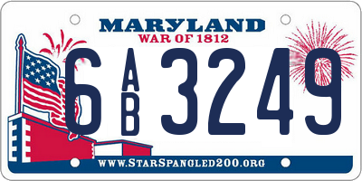 MD license plate 6AB3249
