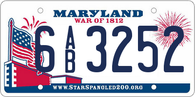 MD license plate 6AB3252