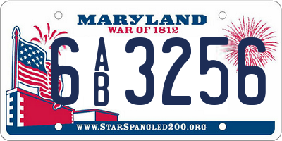 MD license plate 6AB3256