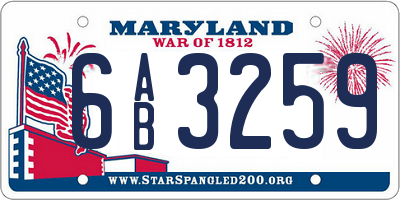 MD license plate 6AB3259