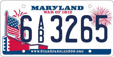 MD license plate 6AB3265