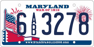 MD license plate 6AB3278