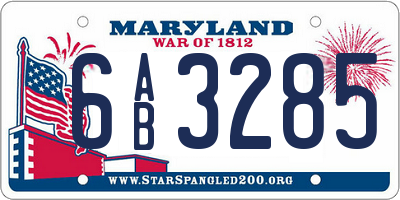 MD license plate 6AB3285