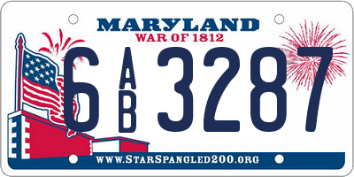 MD license plate 6AB3287