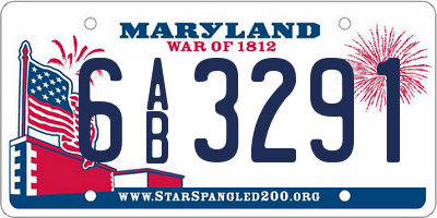 MD license plate 6AB3291