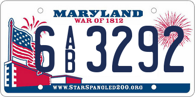 MD license plate 6AB3292