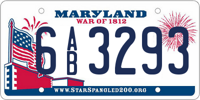 MD license plate 6AB3293