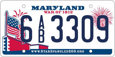MD license plate 6AB3309