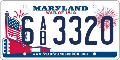 MD license plate 6AB3320