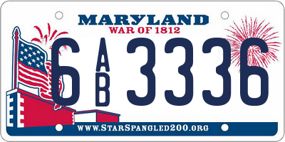 MD license plate 6AB3336