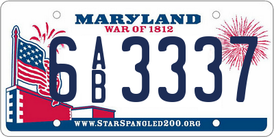 MD license plate 6AB3337