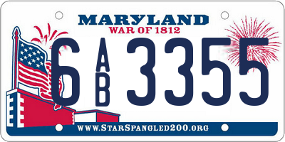 MD license plate 6AB3355