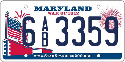 MD license plate 6AB3359