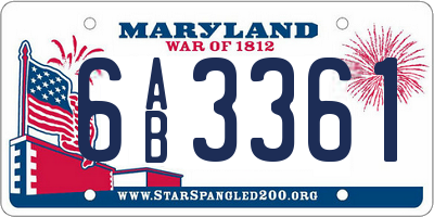 MD license plate 6AB3361
