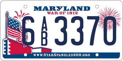 MD license plate 6AB3370