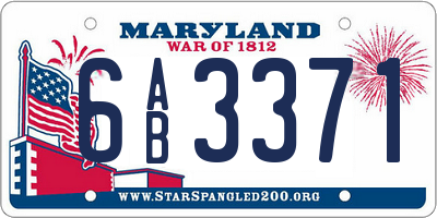 MD license plate 6AB3371