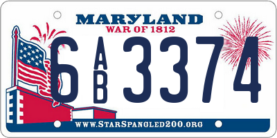 MD license plate 6AB3374