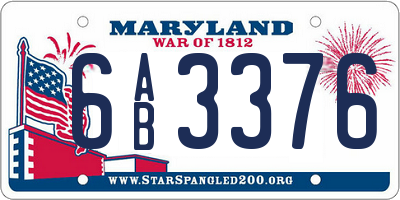 MD license plate 6AB3376