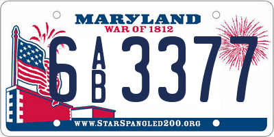 MD license plate 6AB3377