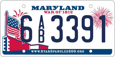 MD license plate 6AB3391