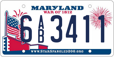 MD license plate 6AB3411