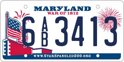 MD license plate 6AB3413