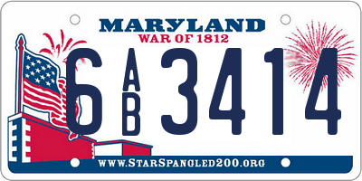 MD license plate 6AB3414