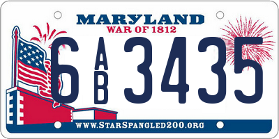 MD license plate 6AB3435