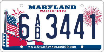 MD license plate 6AB3441
