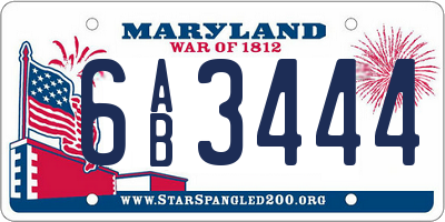 MD license plate 6AB3444