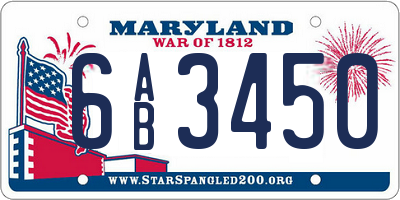 MD license plate 6AB3450