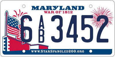 MD license plate 6AB3452