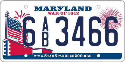 MD license plate 6AB3466