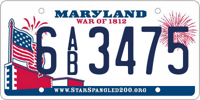MD license plate 6AB3475