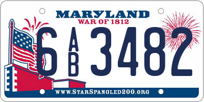 MD license plate 6AB3482