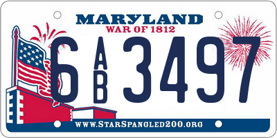 MD license plate 6AB3497