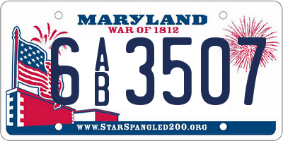 MD license plate 6AB3507