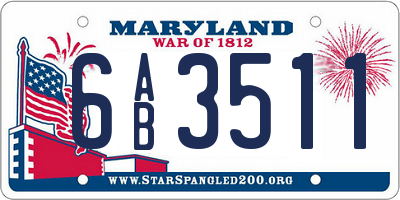 MD license plate 6AB3511