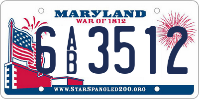MD license plate 6AB3512